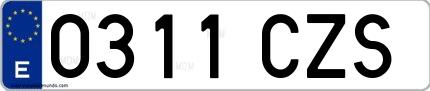 Ejemplo de matrícula española 0311 CZS