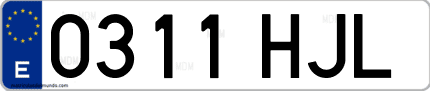 Ejemplo de matrícula de coche ordinaria 0311 HJL