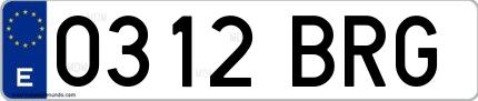 Ejemplo de matrícula española 0312 BRG