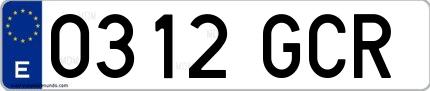 Ejemplo de matrícula española 0312 GCR