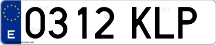 Ejemplo de matrícula de coche ordinaria 0312 KLP
