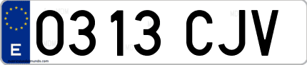 Ejemplo de matrícula de coche ordinaria 0313 CJV