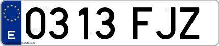 Ejemplo de matrícula española 0313 FJZ