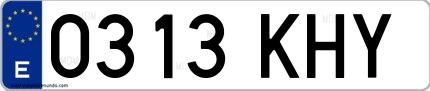 Ejemplo de matrícula española 0313 KHY