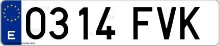 Ejemplo de matrícula española 0314 FVK
