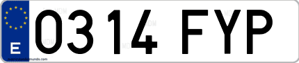 Ejemplo de matrícula de coche ordinaria 0314 FYP