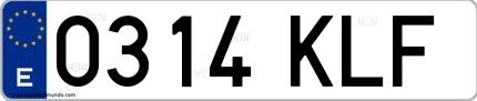 Ejemplo de matrícula española 0314 KLF
