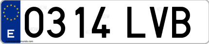 Ejemplo de matrícula de coche ordinaria 0314 LVB