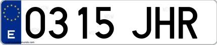Ejemplo de matrícula española 0315 JHR