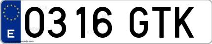 Ejemplo de matrícula española 0316 GTK