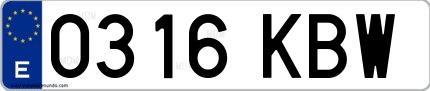 Ejemplo de matrícula española 0316 KBW