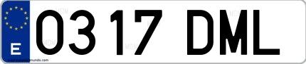 Ejemplo de matrícula española 0317 DML