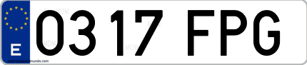 Ejemplo de matrícula de coche ordinaria 0317 FPG