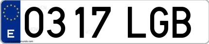 Ejemplo de matrícula española 0317 LGB