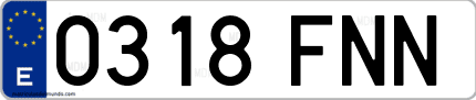 Ejemplo de matrícula de coche ordinaria 0318 FNN