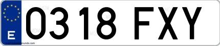 Ejemplo de matrícula española 0318 FXY