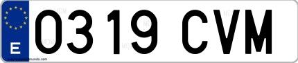Ejemplo de matrícula española 0319 CVM