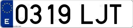 Ejemplo de matrícula española 0319 LJT