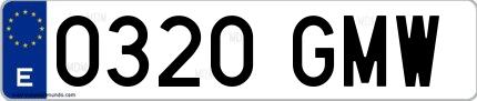 Ejemplo de matrícula española 0320 GMW