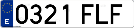 Ejemplo de matrícula de coche ordinaria 0321 FLF