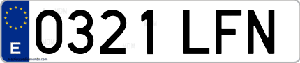 Ejemplo de matrícula de coche ordinaria 0321 LFN