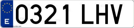 Ejemplo de matrícula de coche ordinaria 0321 LHV