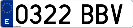 Ejemplo de matrícula de coche ordinaria 0322 BBV