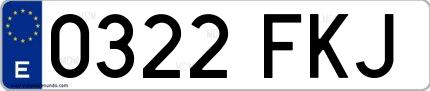 Ejemplo de matrícula española 0322 FKJ