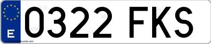 Ejemplo de matrícula española 0322 FKS