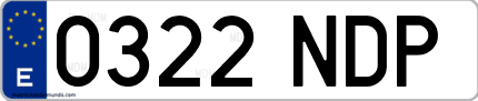 Ejemplo de matrícula de coche ordinaria 0322 NDP