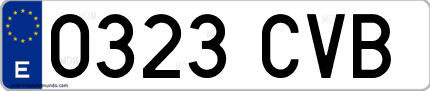Ejemplo de matrícula de coche ordinaria 0323 CVB