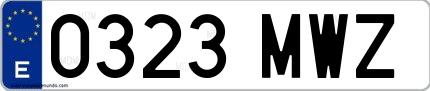 Ejemplo de matrícula española 0323 MWZ