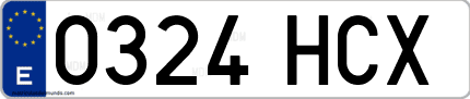 Ejemplo de matrícula de coche ordinaria 0324 HCX