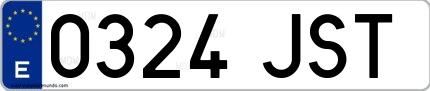 Ejemplo de matrícula española 0324 JST