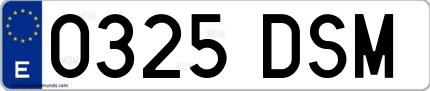 Ejemplo de matrícula española 0325 DSM