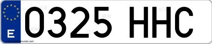 Ejemplo de matrícula española 0325 HHC