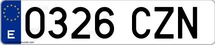 Ejemplo de matrícula española 0326 CZN