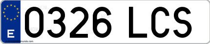 Ejemplo de matrícula de coche ordinaria 0326 LCS