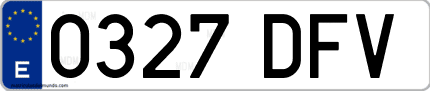 Ejemplo de matrícula de coche ordinaria 0327 DFV