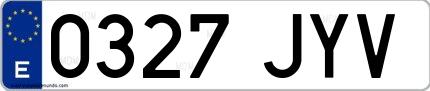 Ejemplo de matrícula española 0327 JYV