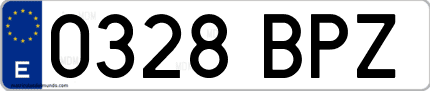 Ejemplo de matrícula de coche ordinaria 0328 BPZ