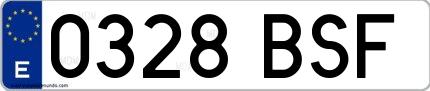 Ejemplo de matrícula española 0328 BSF