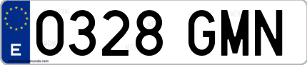 Ejemplo de matrícula de coche ordinaria 0328 GMN