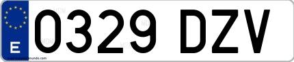Ejemplo de matrícula española 0329 DZV