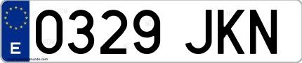 Ejemplo de matrícula española 0329 JKN