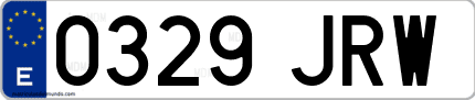 Ejemplo de matrícula de coche ordinaria 0329 JRW