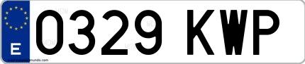 Ejemplo de matrícula española 0329 KWP
