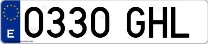 Ejemplo de matrícula española 0330 GHL
