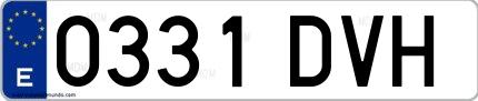 Ejemplo de matrícula española 0331 DVH