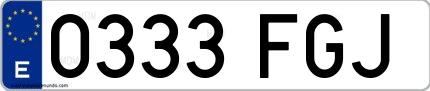 Ejemplo de matrícula española 0333 FGJ